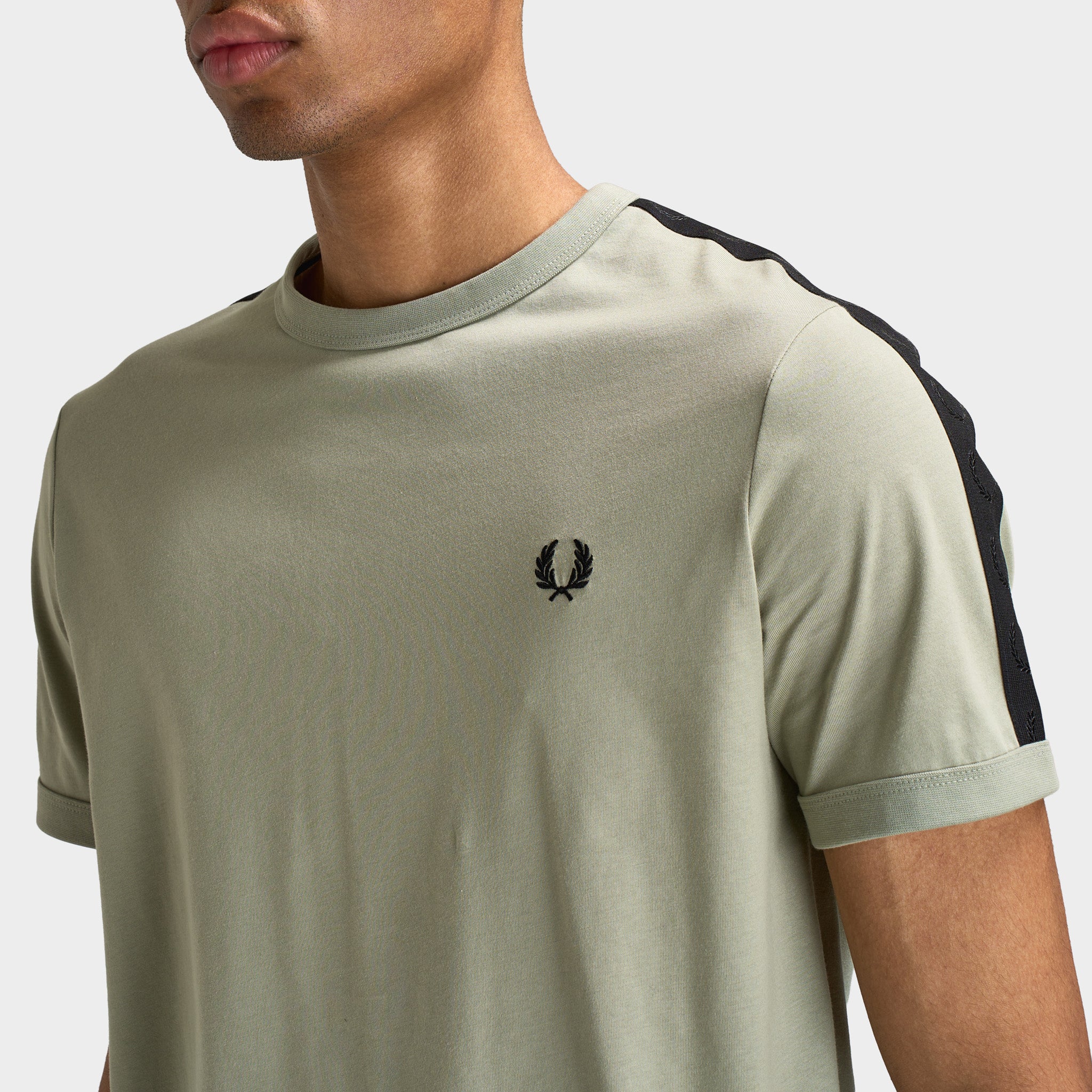 Fred Perry Contrast Tape Ringer Shirt / Seagrass - Image 3