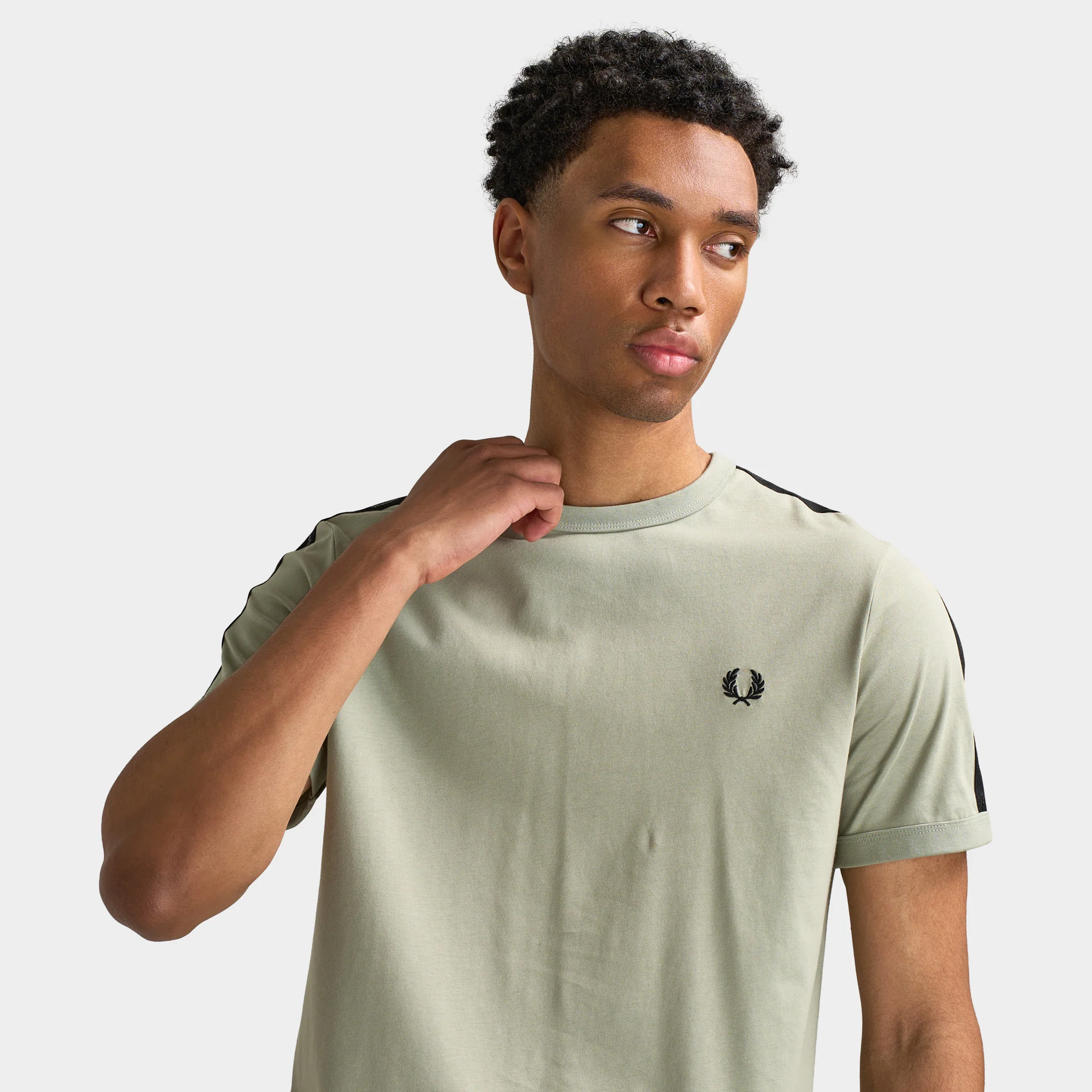Fred Perry Contrast Tape Ringer Shirt / Seagrass - Image 4