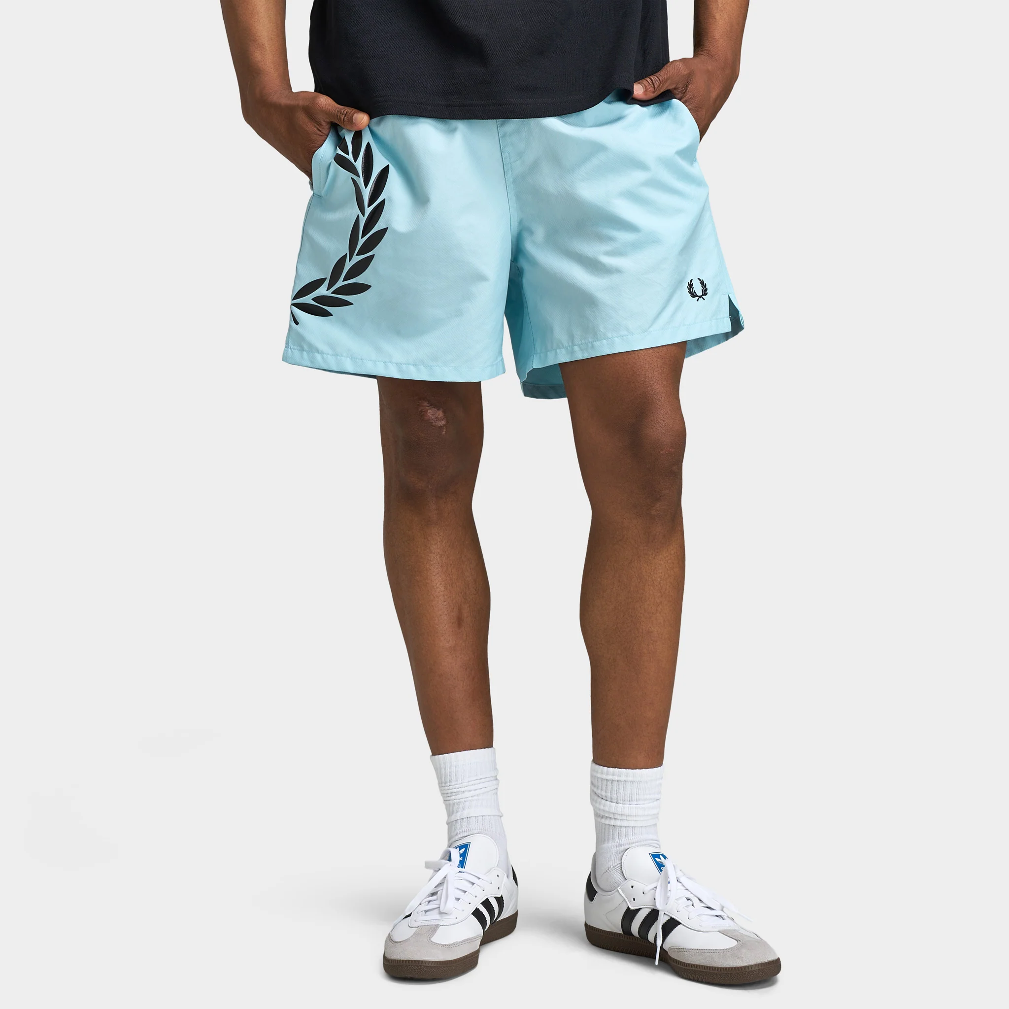 Fred Perry Side Laurel Swimshorts Ball Boy Blue / Anchor Grey