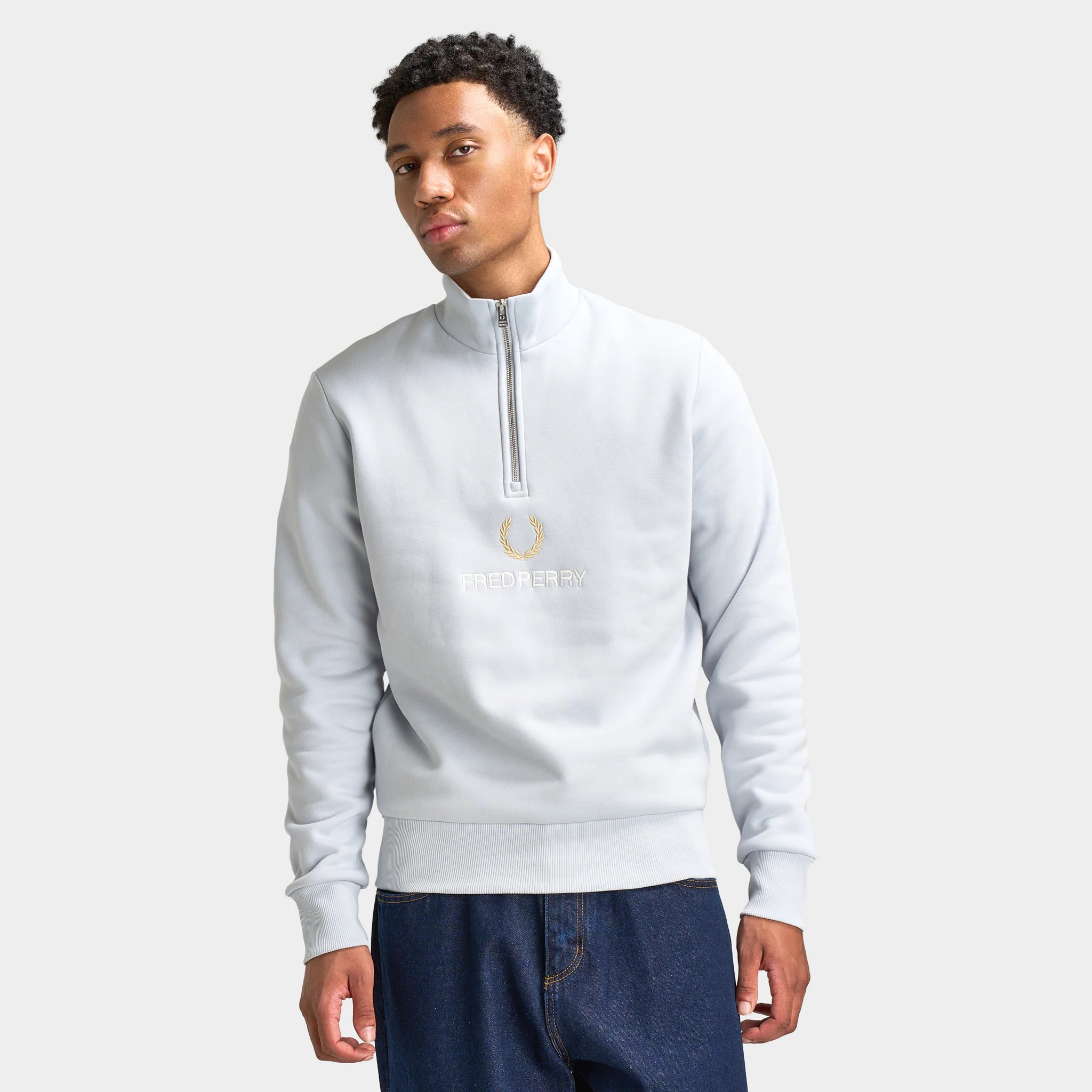 Fred Perry Stacked FLP Half-Zip / Dusky Blue