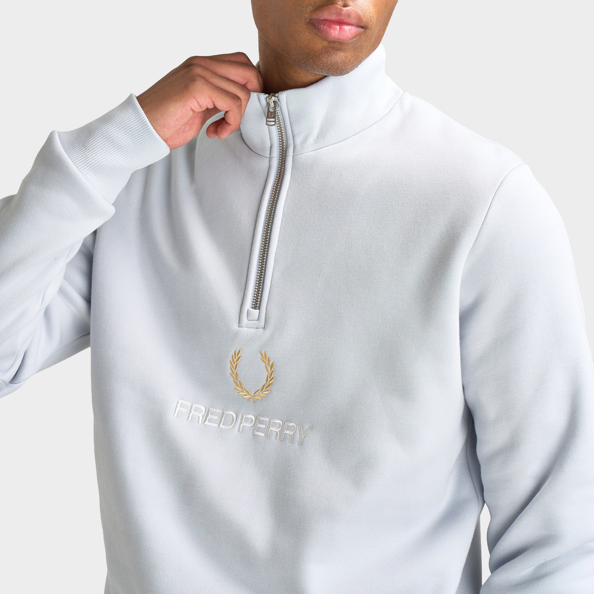 Fred Perry Stacked FLP Half-Zip / Dusky Blue - Image 3