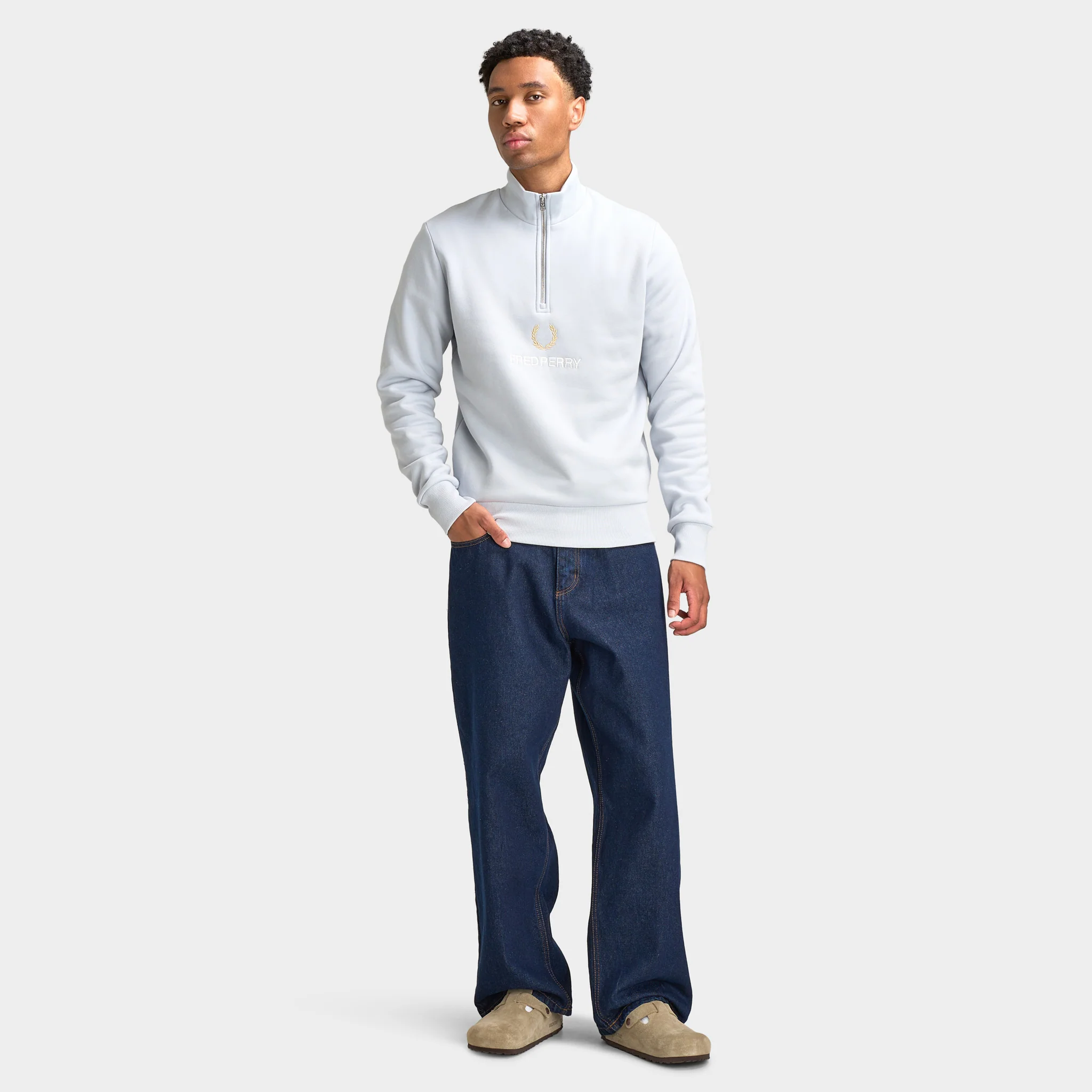 Fred Perry Stacked FLP Half-Zip / Dusky Blue - Image 5