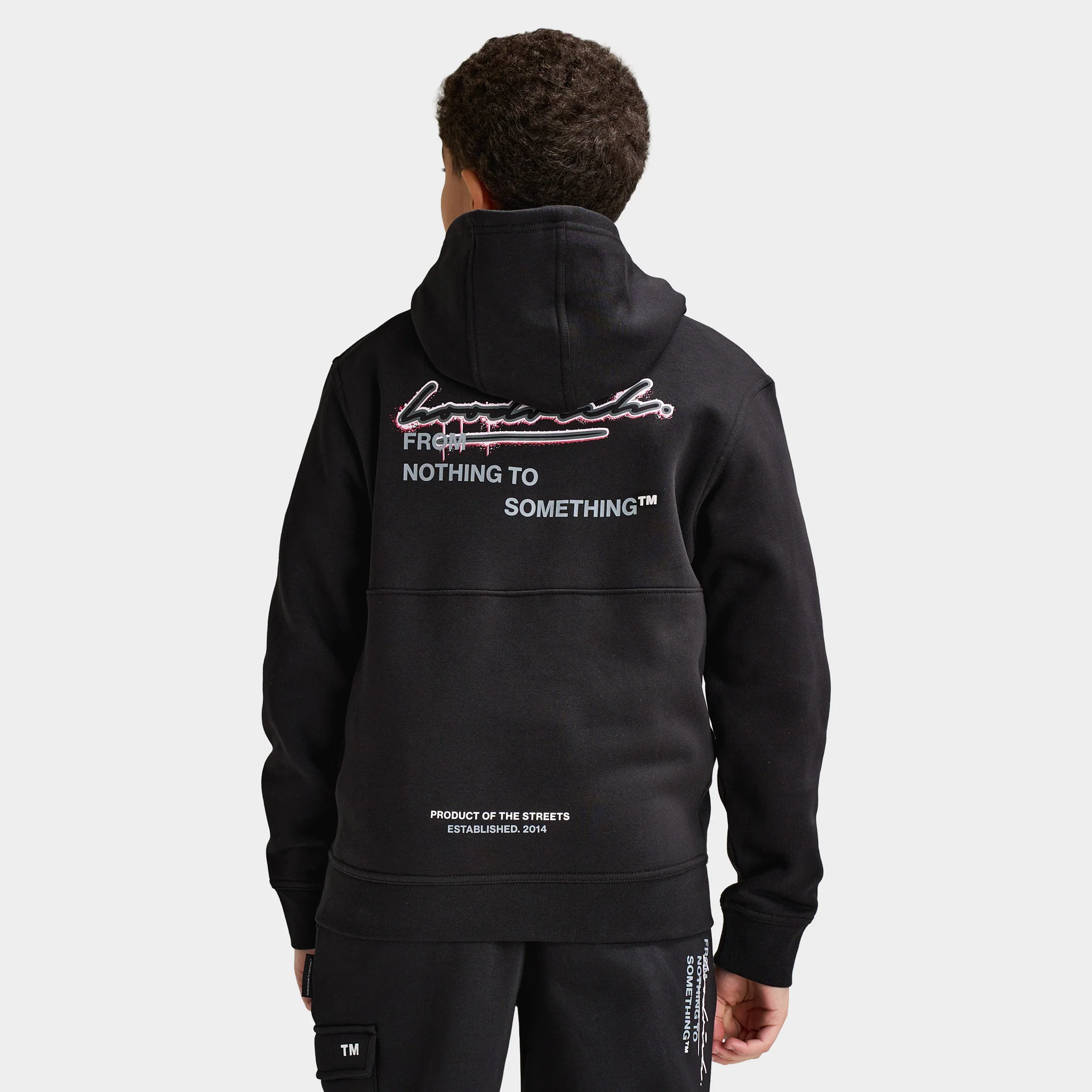 Hoodrich Junior Boys' Splatter Hoodie With Woven Patch Black /  White - Raspberry - Image 2