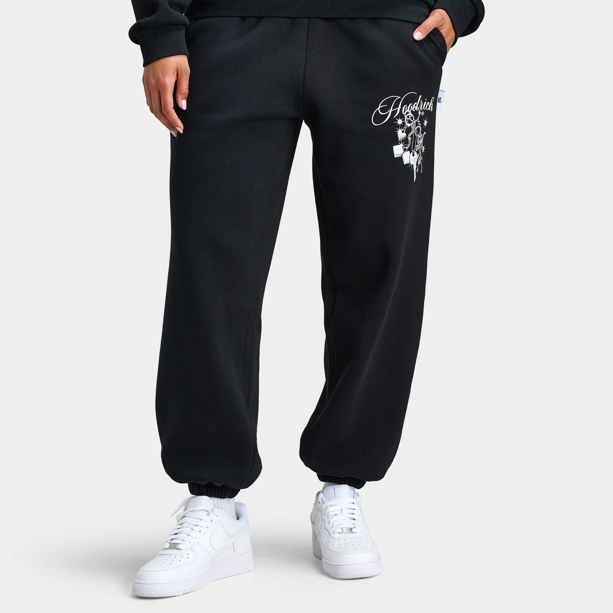 Hoodrich Women's Oversized Joggers Black / Silver Rhinestone