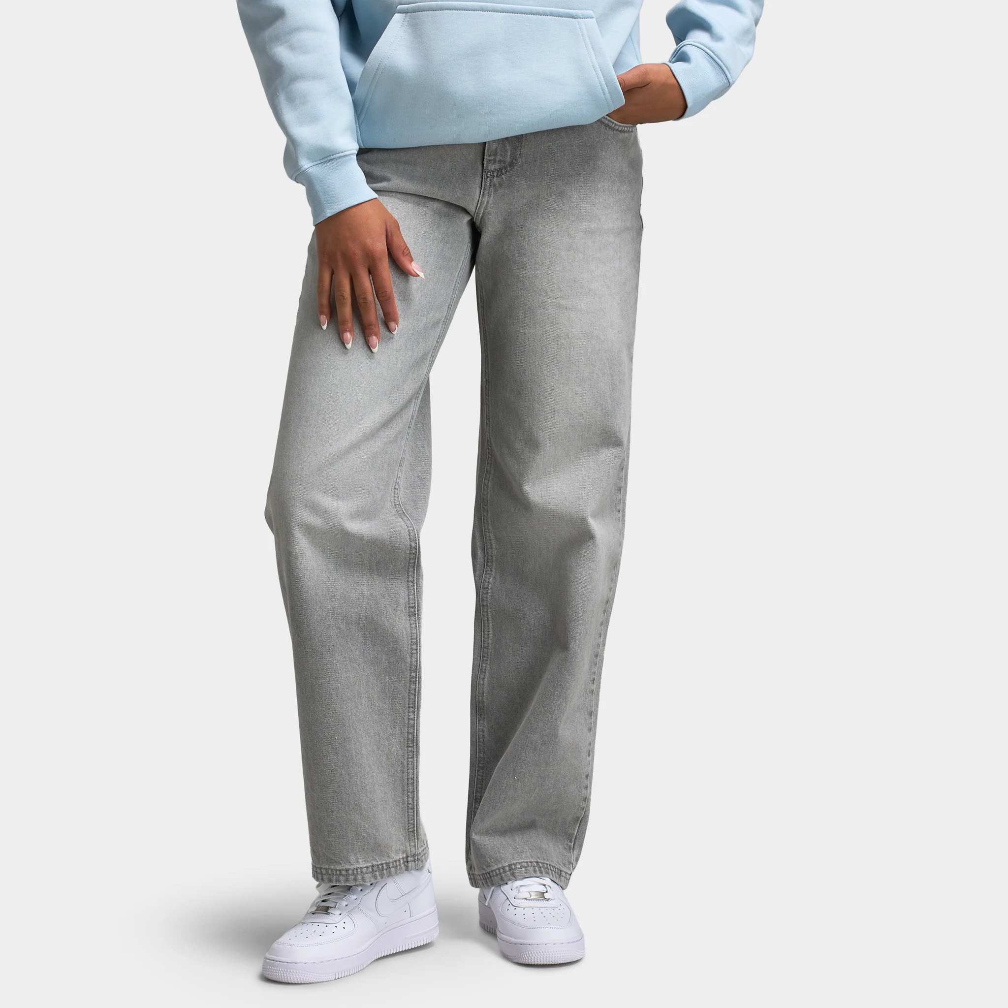 Unlike Humans Women's Mid Rise Jeans / Grey Wash