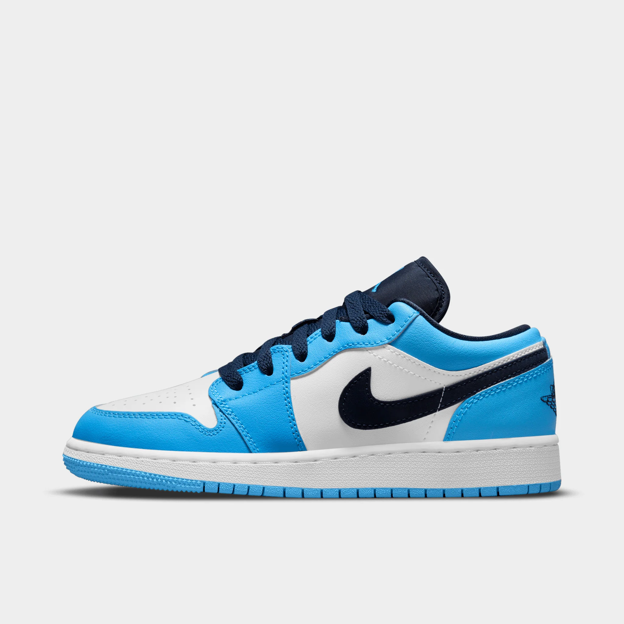 Jordan 1 Low GS White / Dark Powder Blue - Obsidian