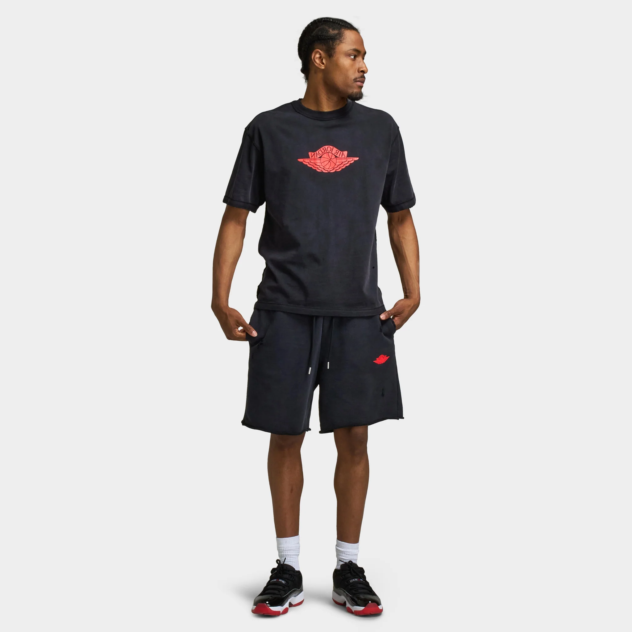 Jordan Rare Air Fleece Shorts Black / Chile Red - Image 6