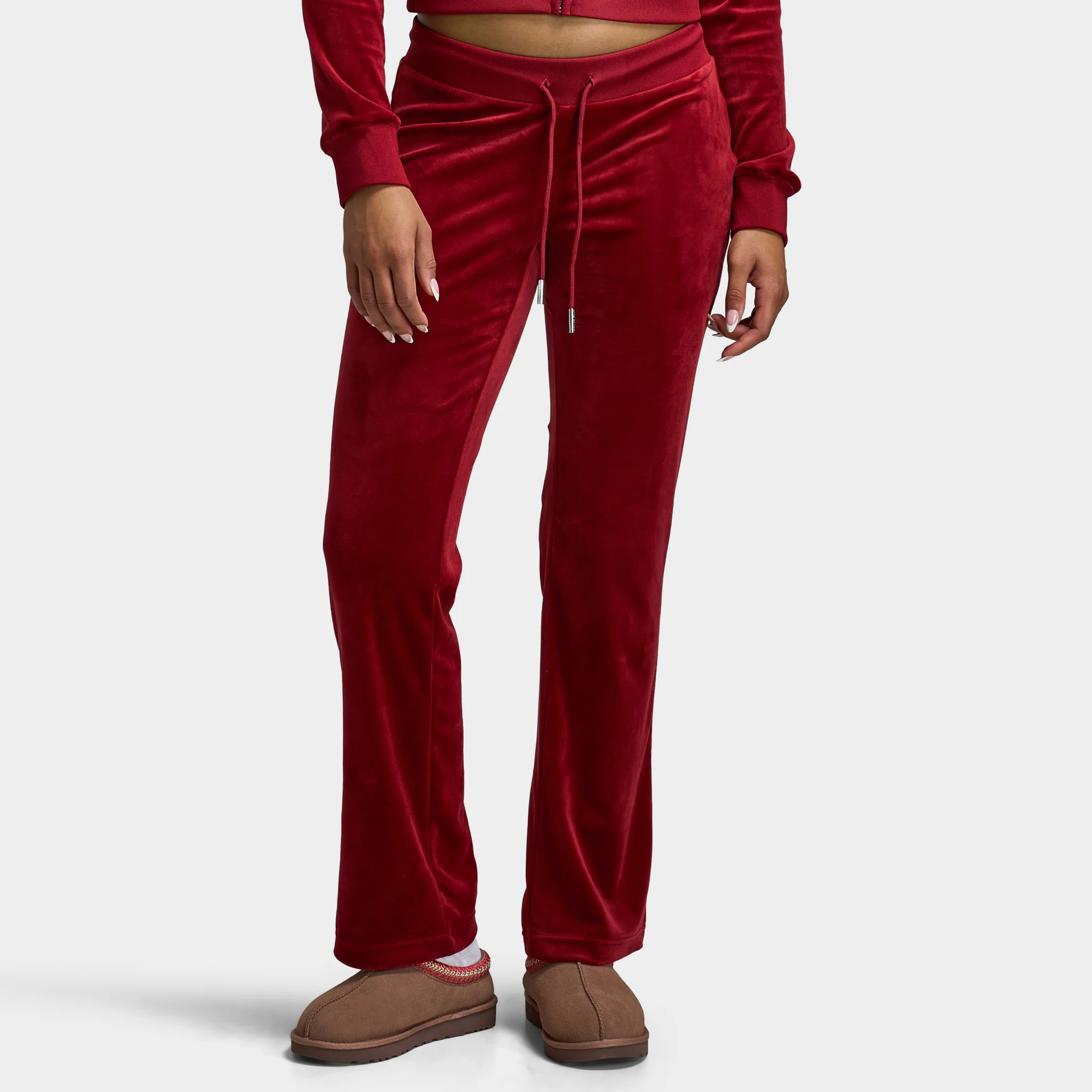 Juicy Couture OG Big Bling Velour Track Pants / Red Dahlia