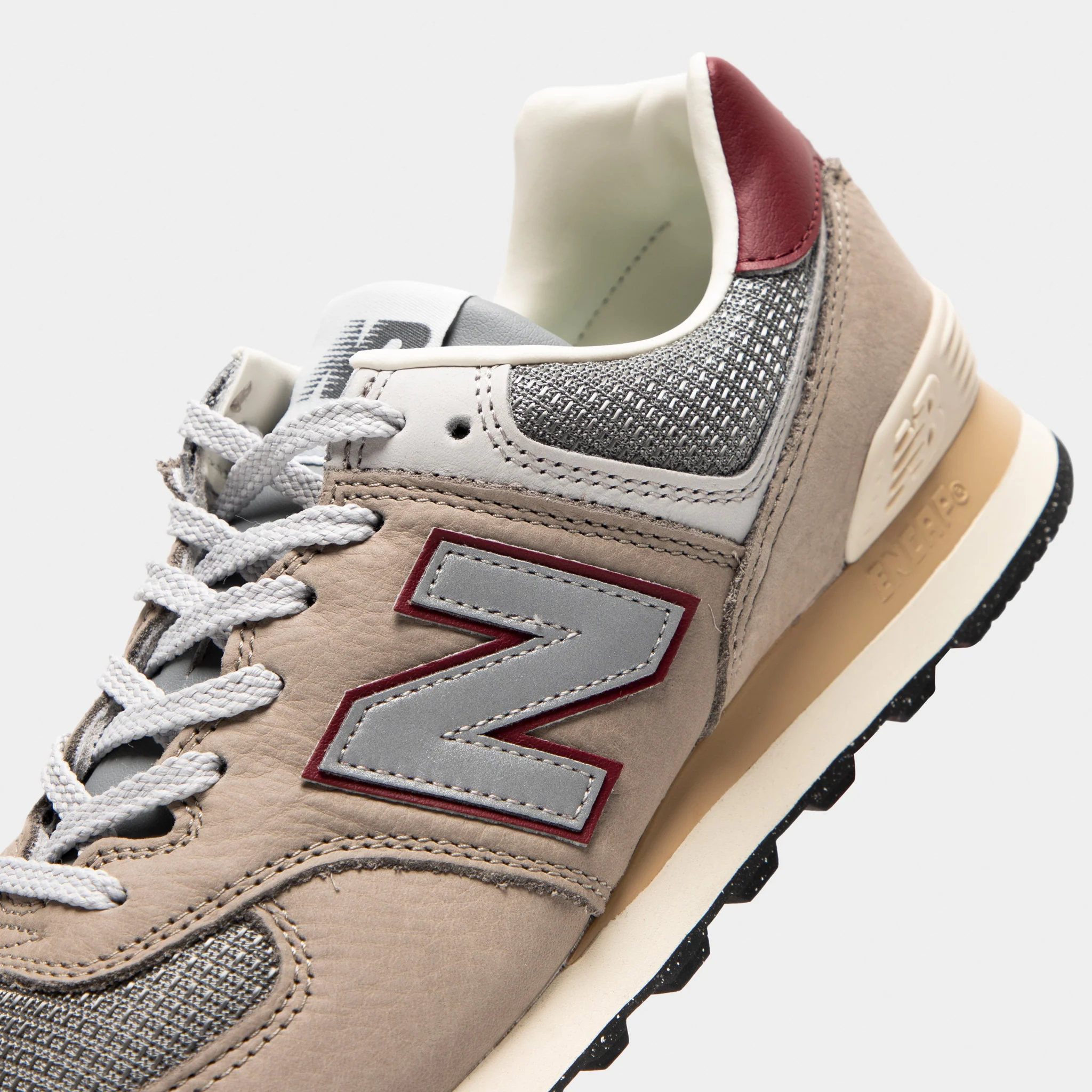 New Balance 574 Arid Stone / Monarch Burgundy - Image 3