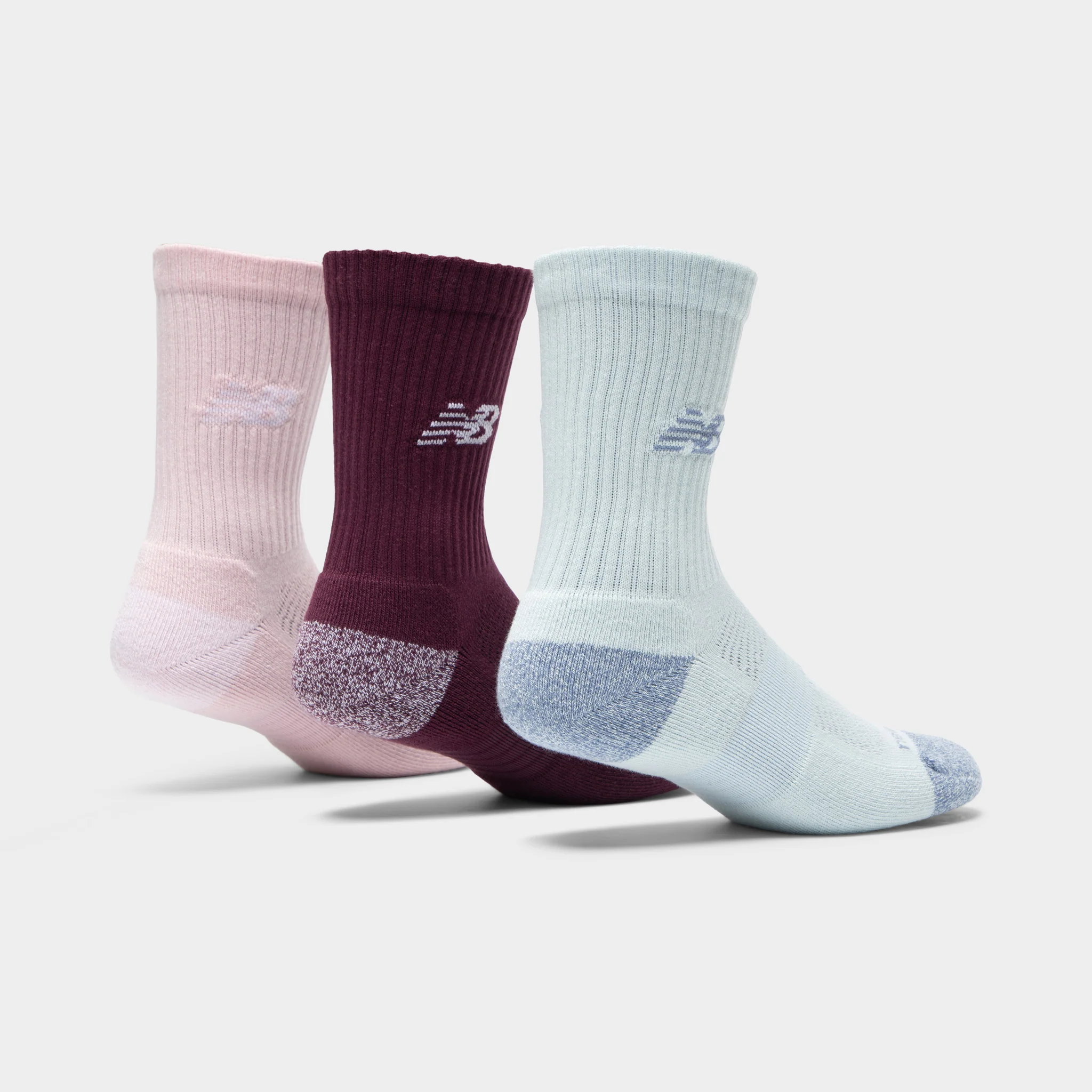 New Balance Active Cushion Crew Socks (3-Pack) Pink/ Cyan-Dym - Image 2