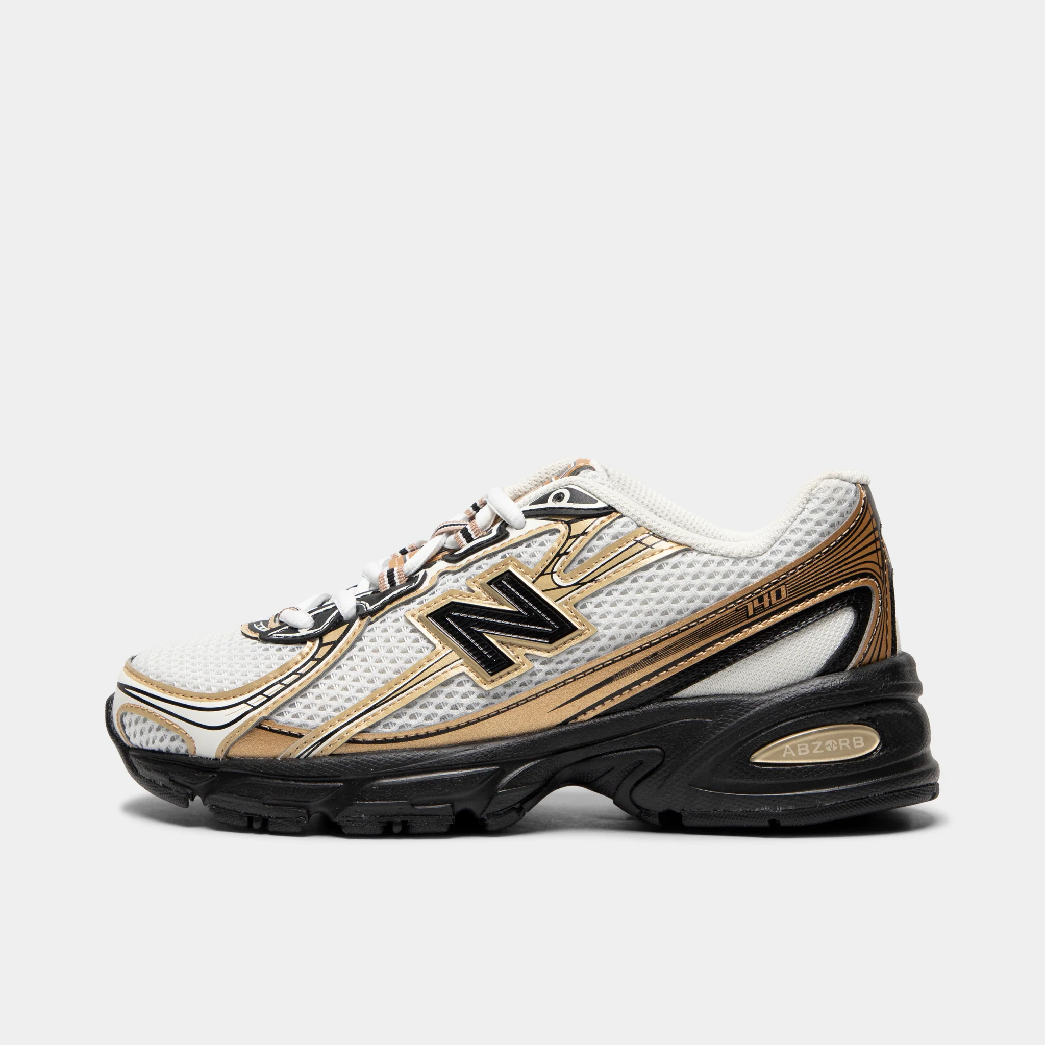 New Balance Juniors' 740 Sea Salt / Black - Gold Metallic
