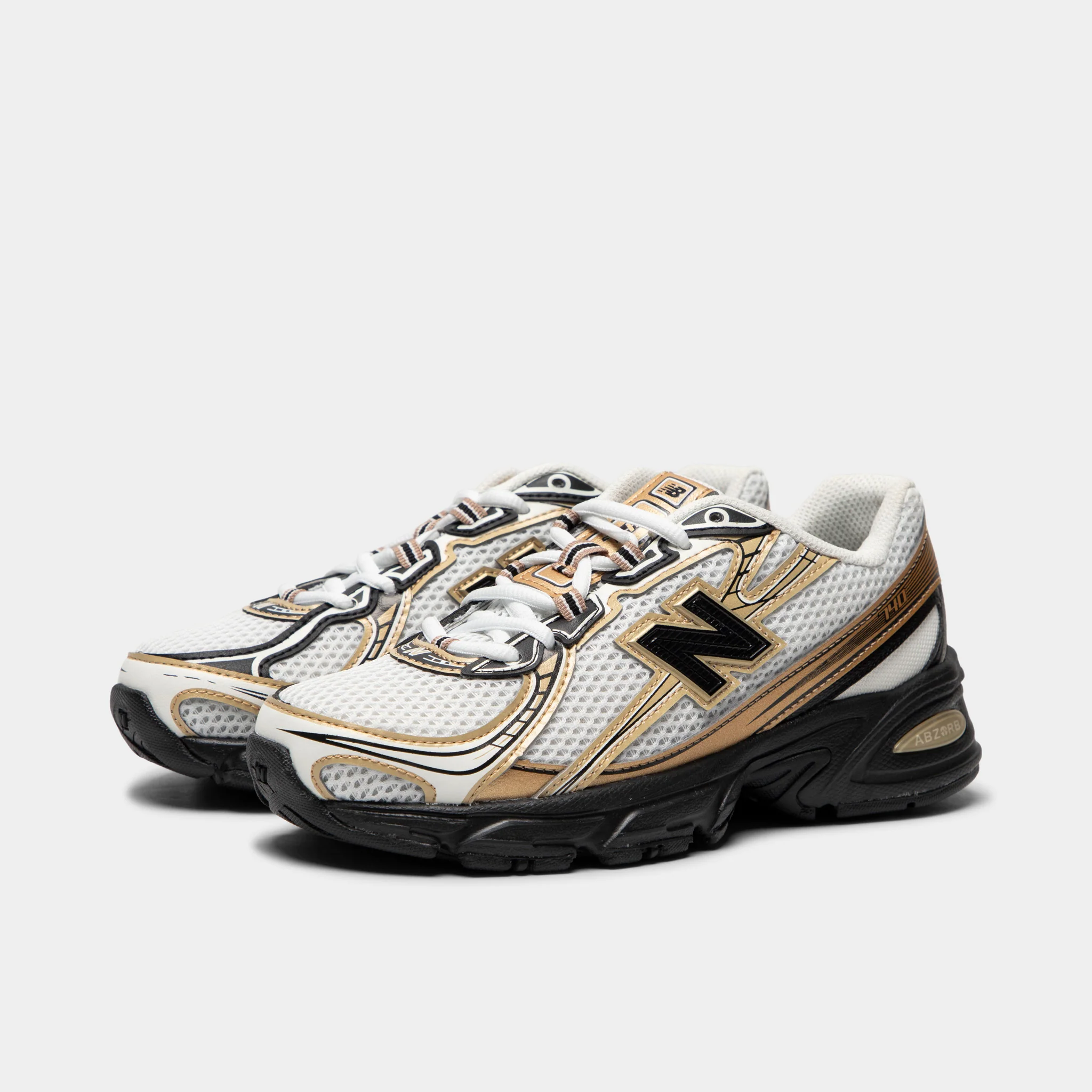 New Balance Juniors' 740 Sea Salt / Black - Gold Metallic - Image 2