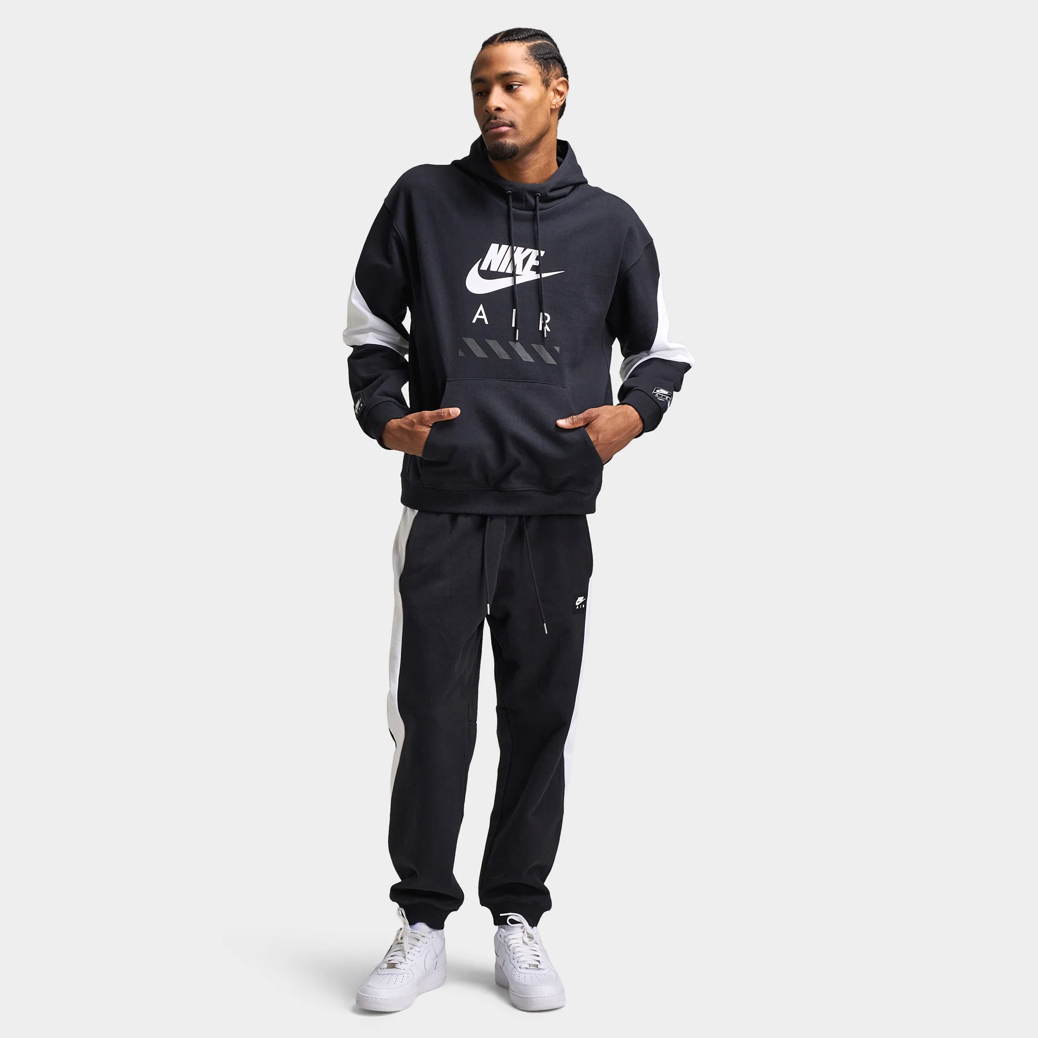 Nike Air Fleece Hoodie Black / White - White - Image 5