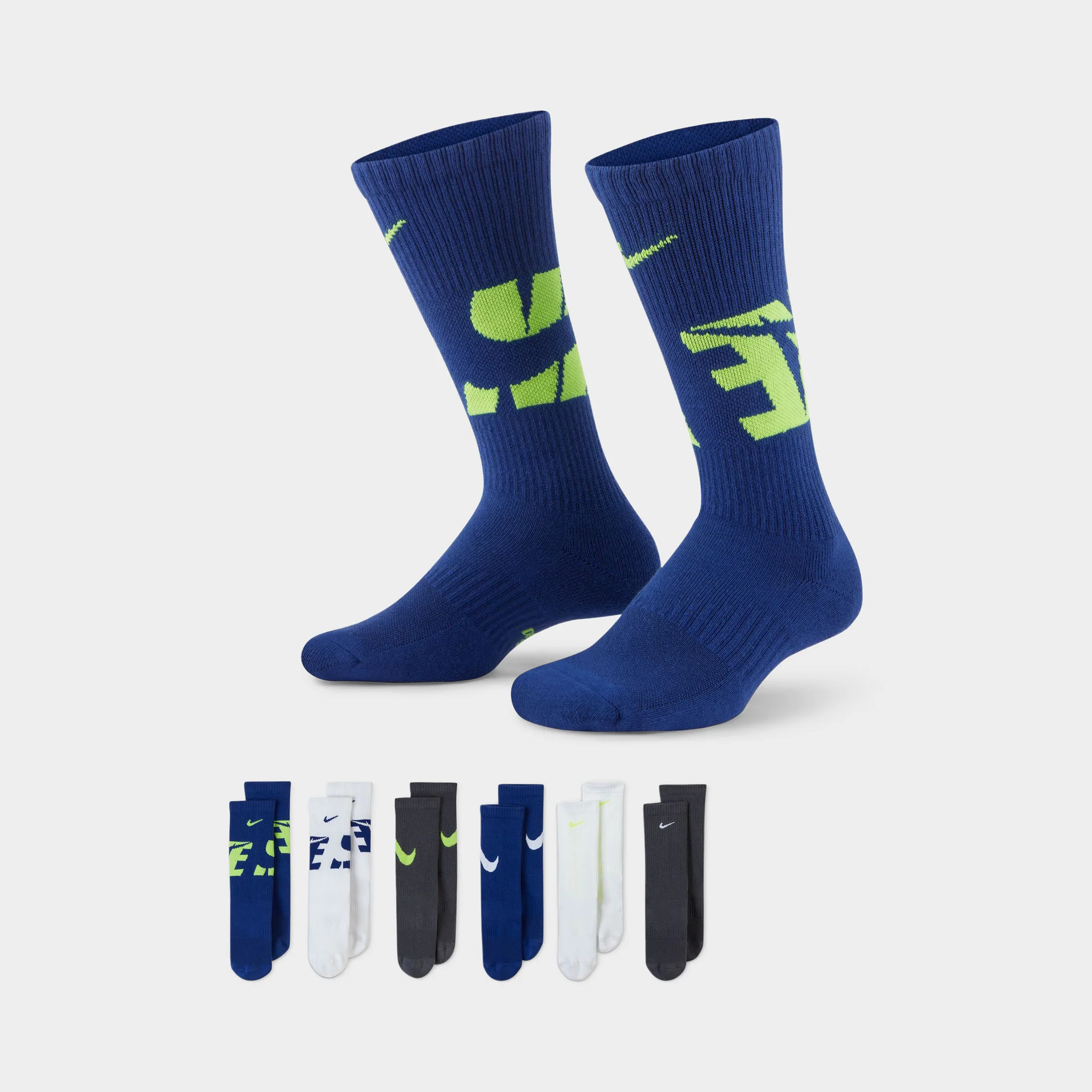 Nike Everyday Kids' Cushioned Crew Socks (6 Pairs) / Multi-color - Image 4