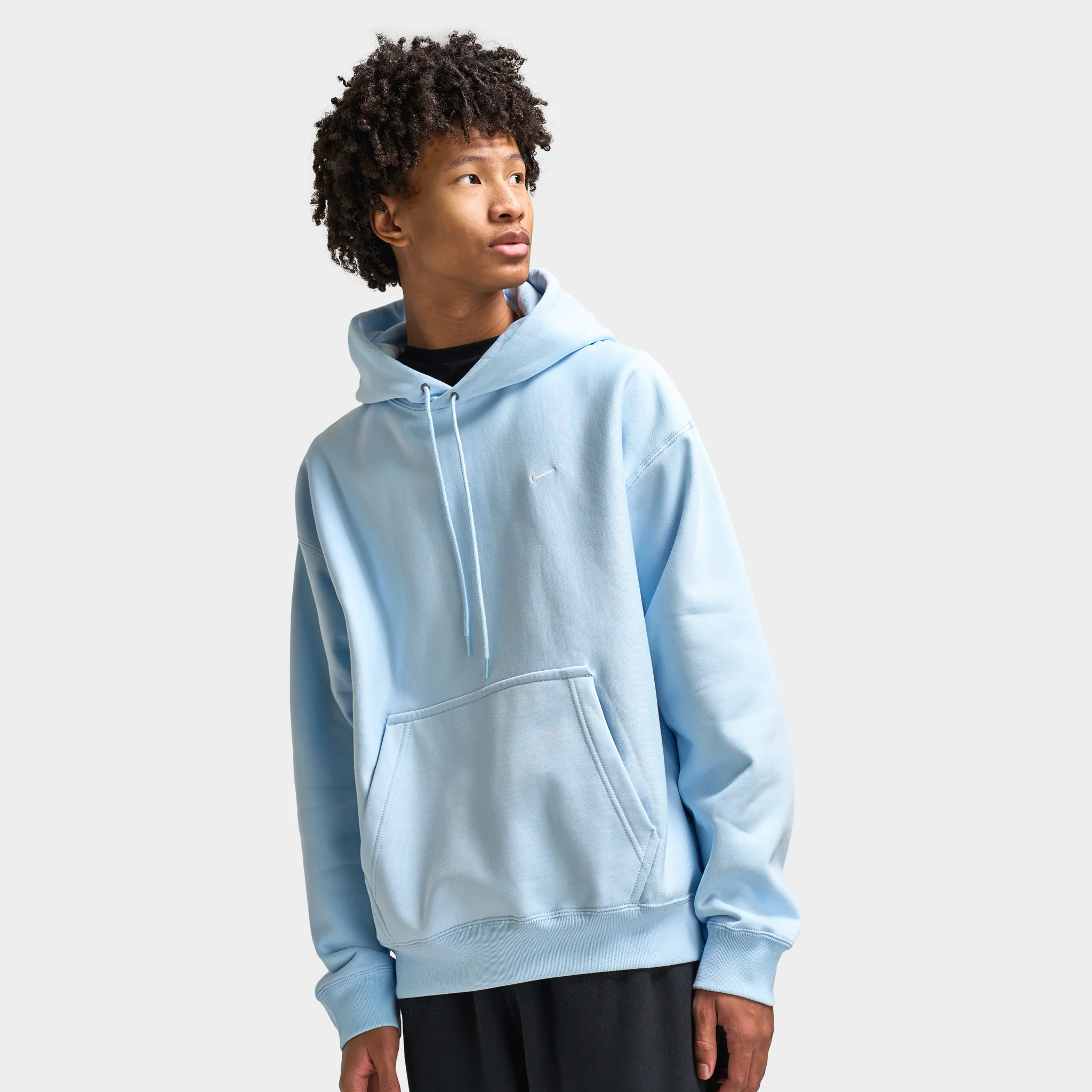 Nike Solo Swoosh Fleece Pullover Hoodie Celestine Blue / White - Image 4