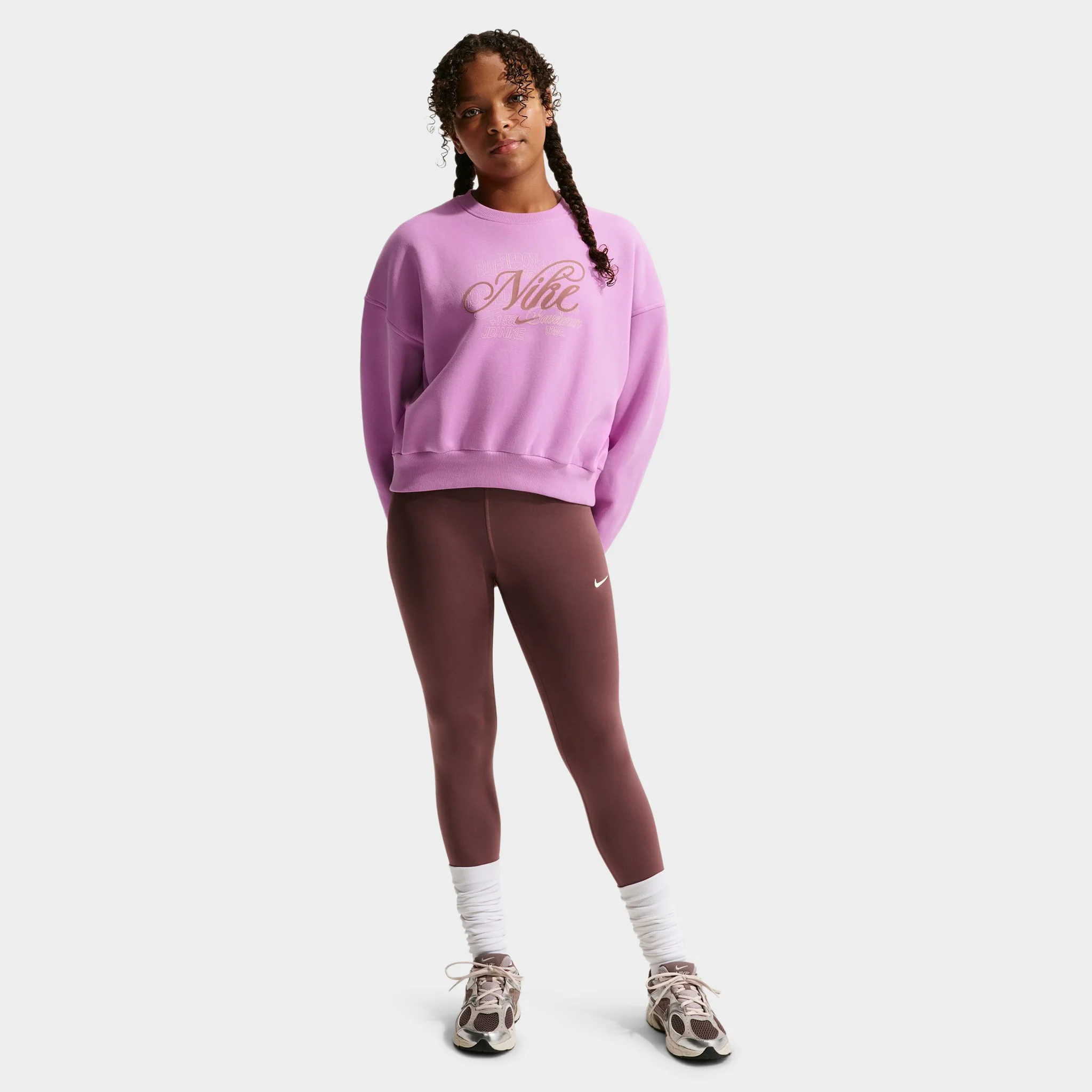 Nike Sportswear Juniors' Club Fleece Boxy Crew / Light Magenta
