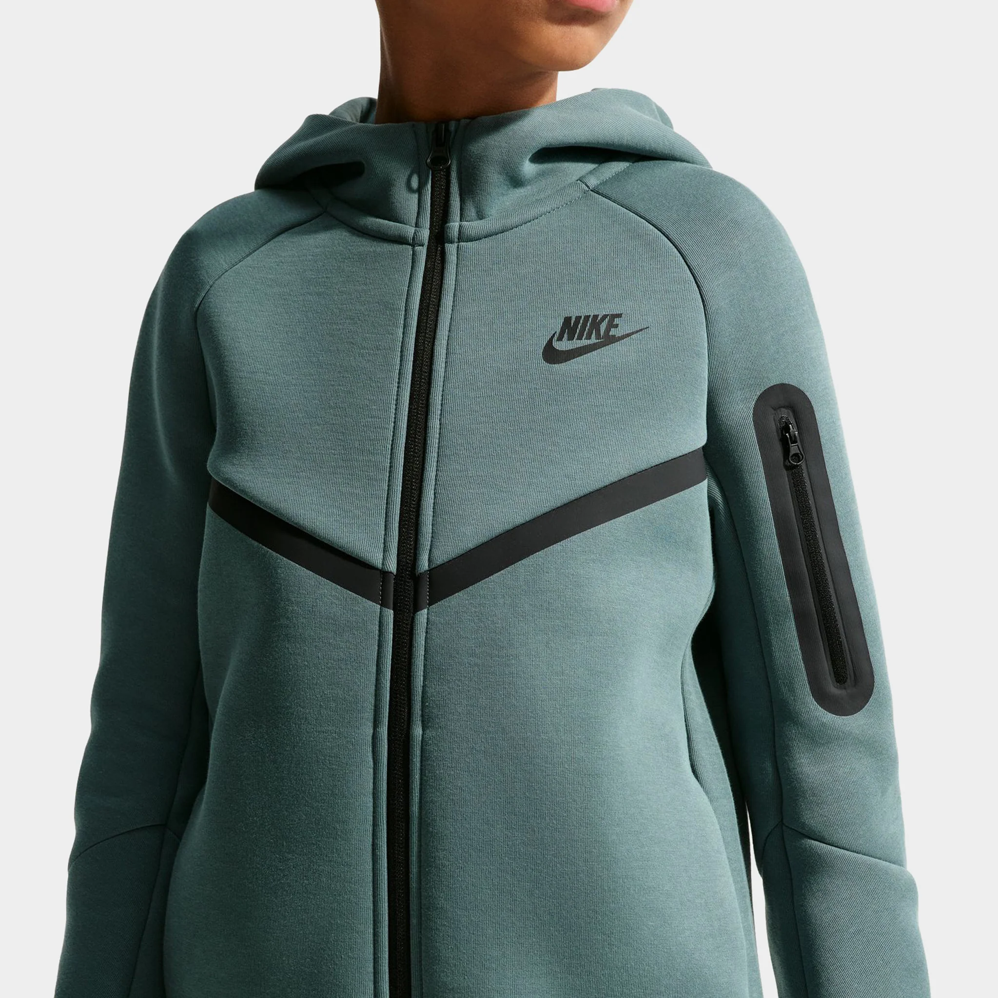 Nike Sportswear Juniors' Tech Fleece Full-Zip Hoodie / Mineral Slate - Image 3