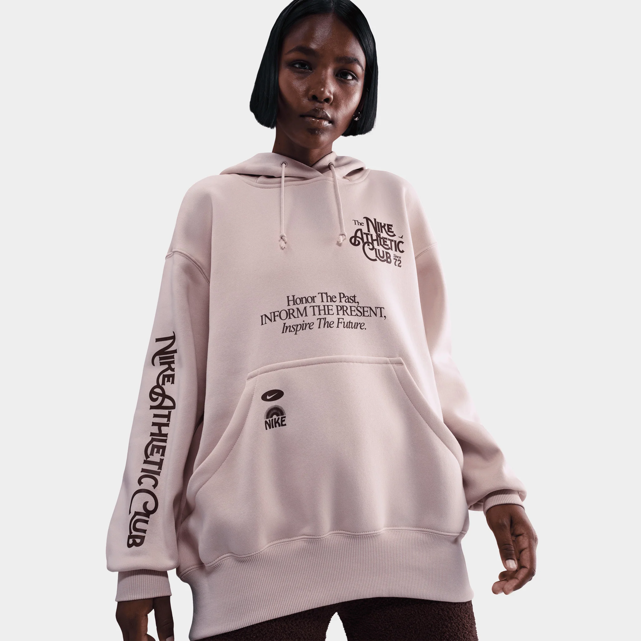 Nike Sportswear Women's Fleece Oversized Pullover Hoodie Silt Red / Burgundy Crush
