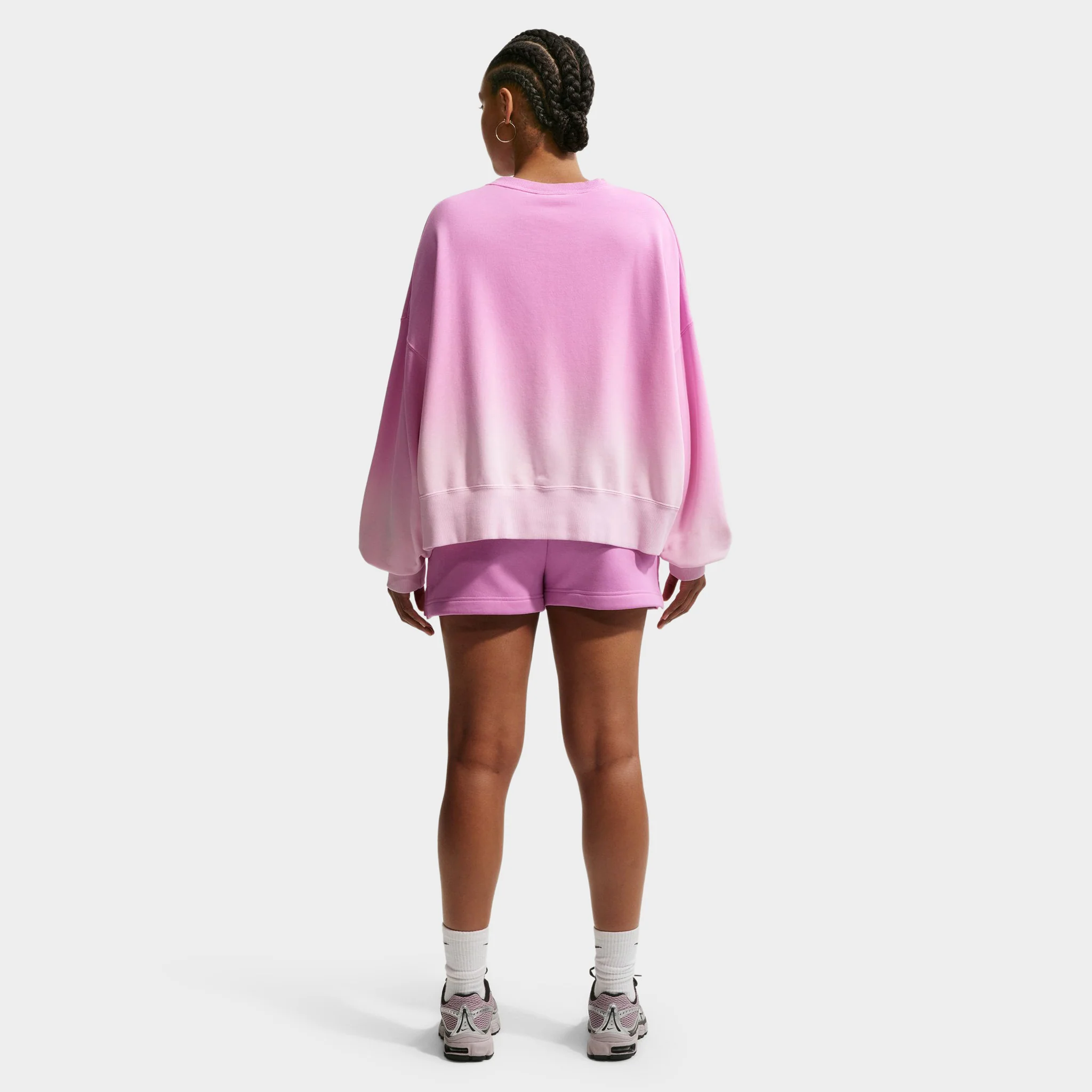 Nike Sportswear Women's Phoenix Fleece Oversized Dip Dye Crew Pink Foam / Light Magenta - Image 2