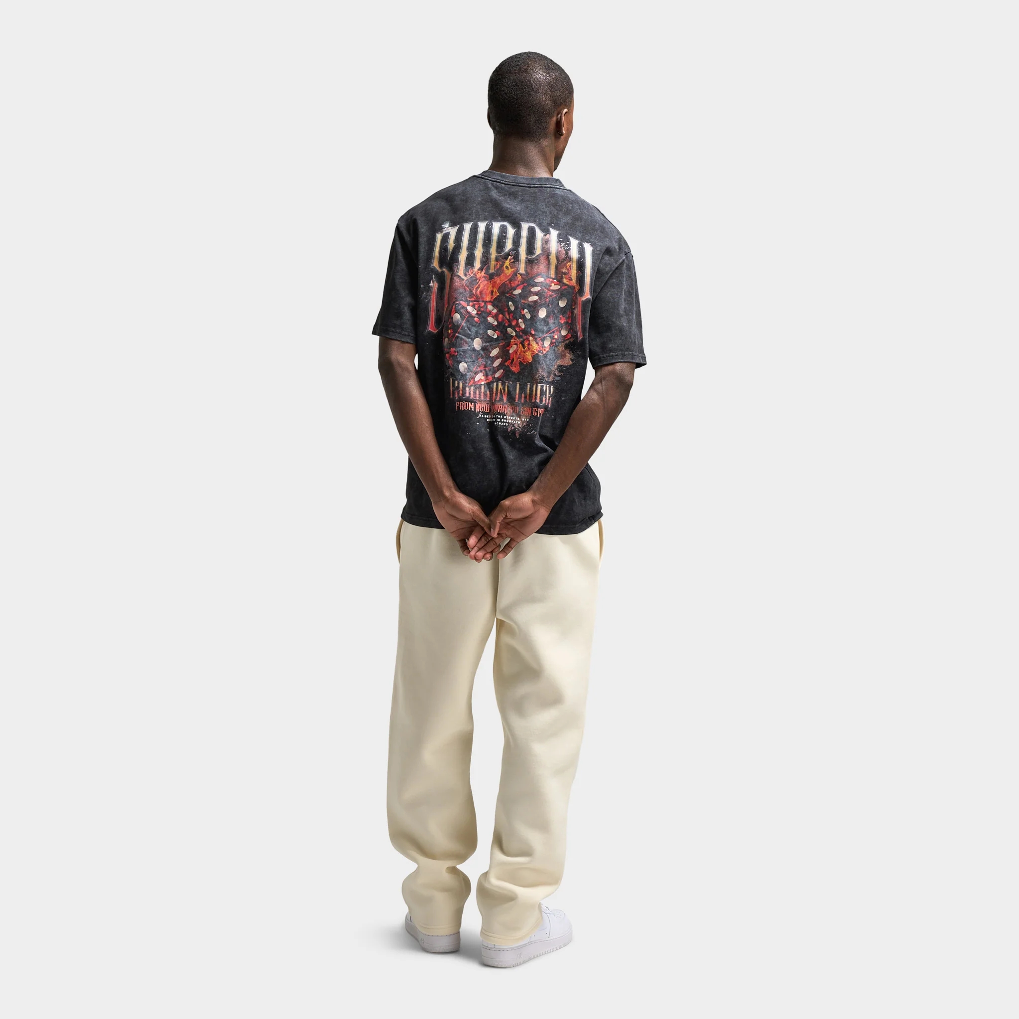 Supply & Demand Fire Dice Graphic T-Shirt / Washed Black - Image 6