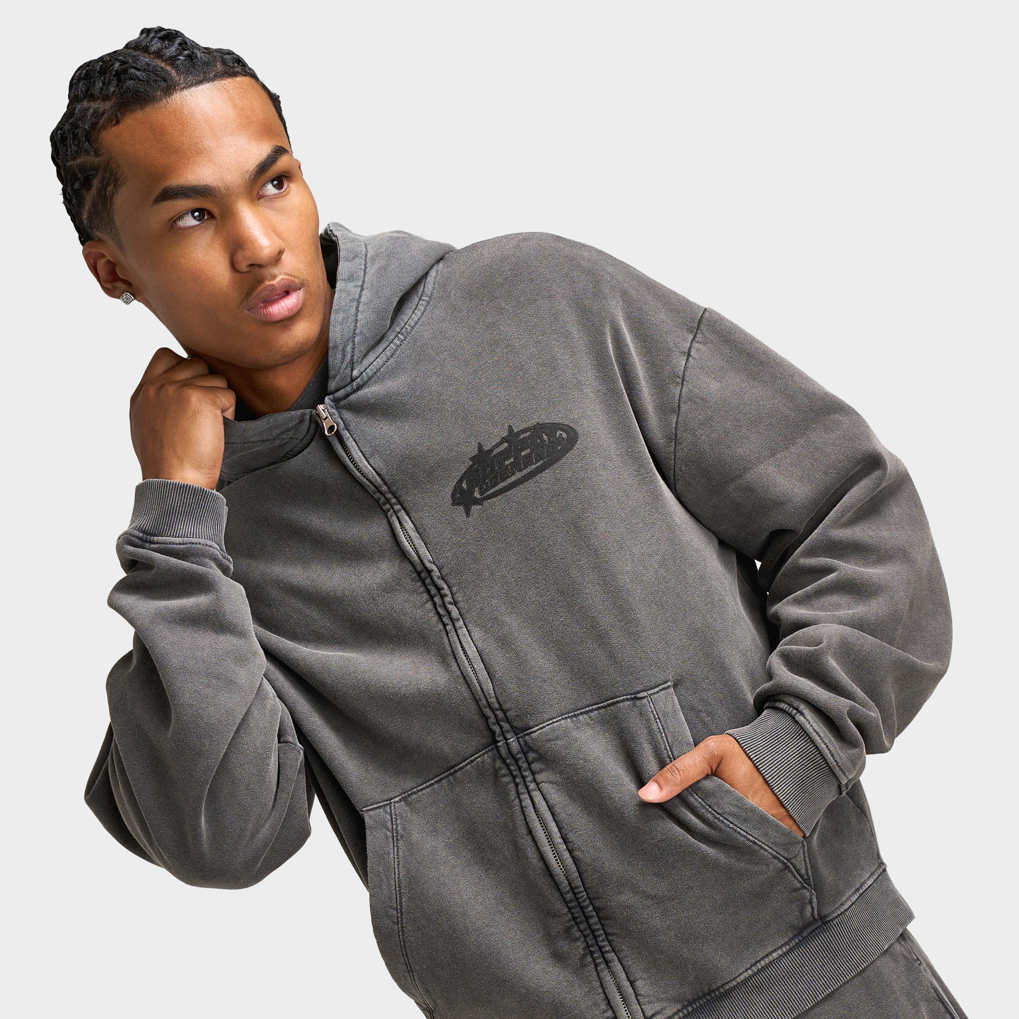 Supply & Demand Fracture Full Zip Hoodie / Washed Black - Image 3