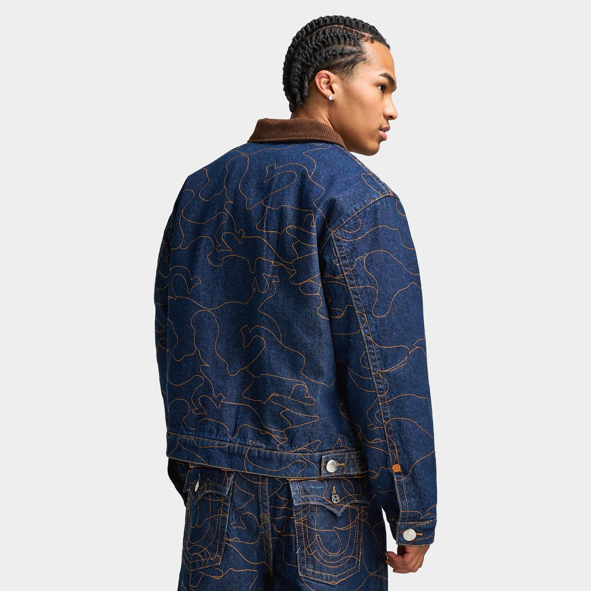True Religion AOP Embroidered Workwear Jacket / Blue - Image 2