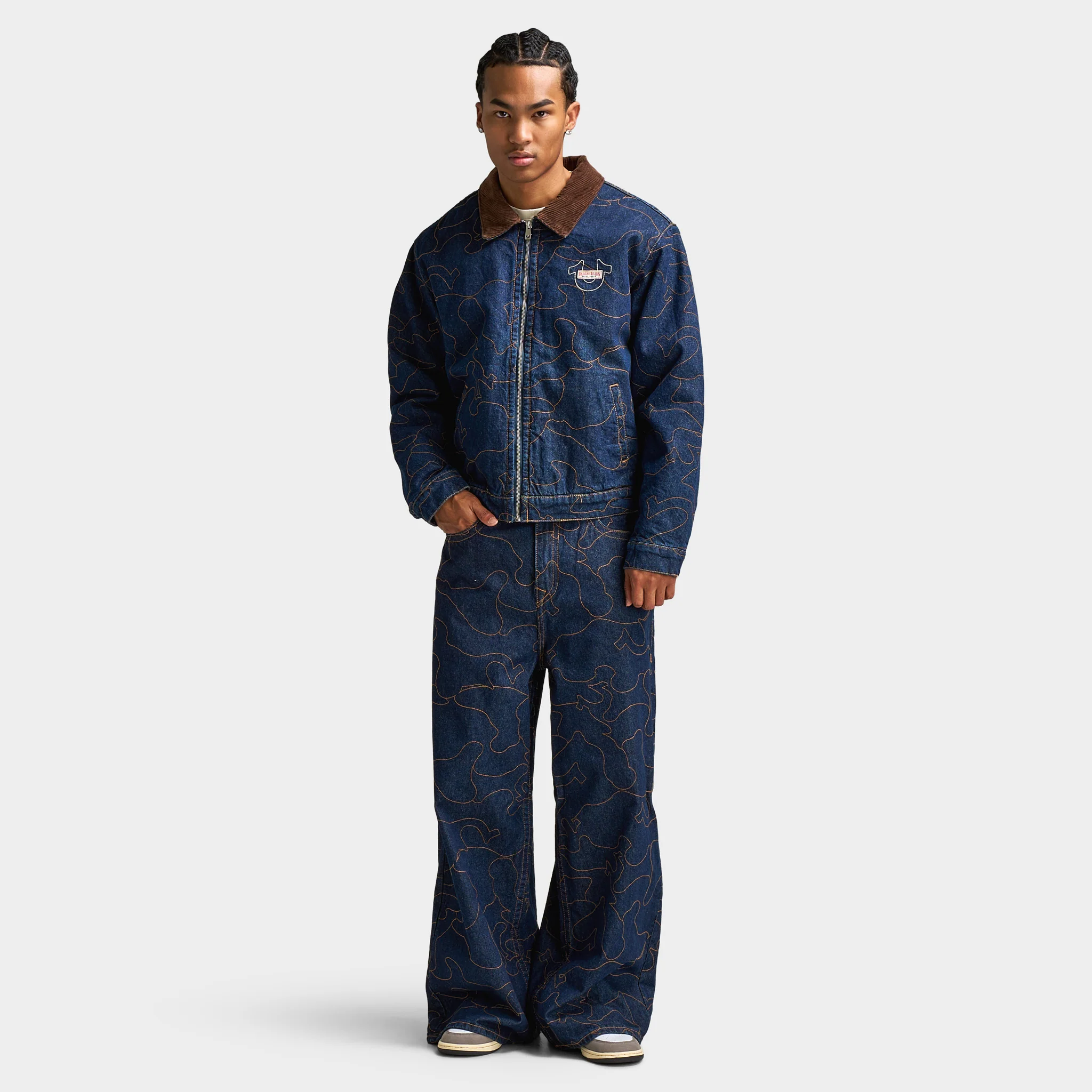 True Religion AOP Embroidered Workwear Jacket / Blue - Image 6